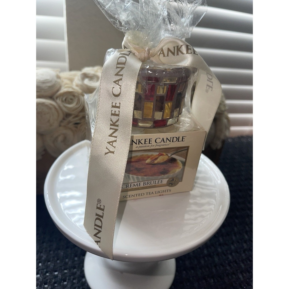 Vintage Yankee Candle‎ Tea Lights Crème brûlée & Beautiful Holder - New In Box